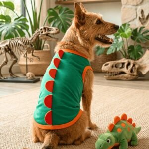 Regata Pet Dino Crista Algodão Lilitó Pet