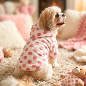 Roupa Pet Inverno Fleece Poá Rosa Lilitó Pet